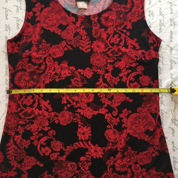 Tank and Skirt Vibrant 'China Red' and Black Floral - Picture 10 of 11
